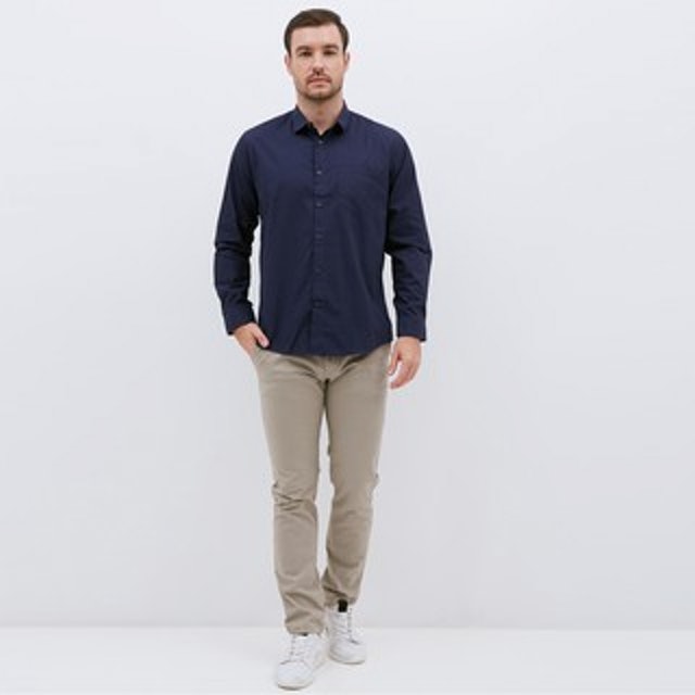 M231  Kemeja Pria Basic Polos Katun Lengan Panjang Warna Navy Translation missing: id.activerecord.decorators.item_part_image/alt