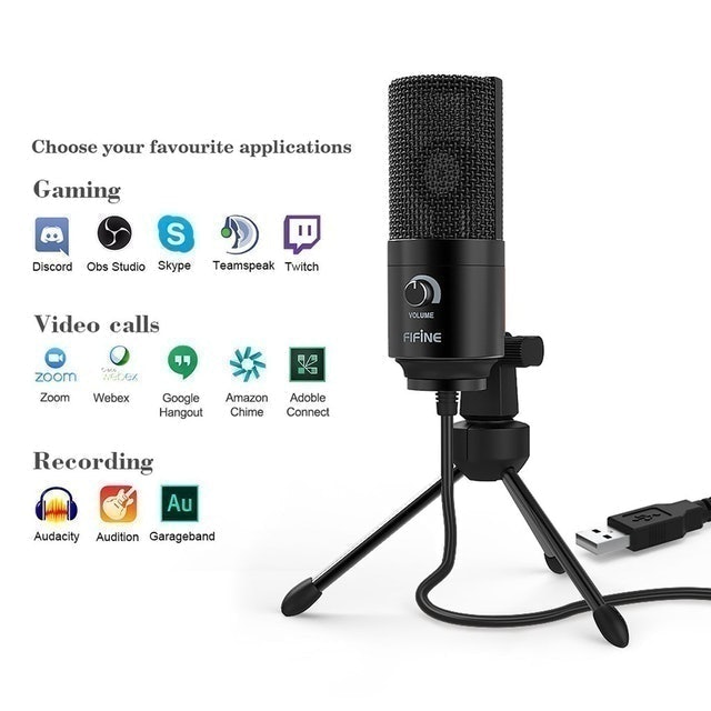 FIFINE MICROPHONE USB Microphone with Volume Dial  Translation missing: id.activerecord.decorators.item_part_image/alt