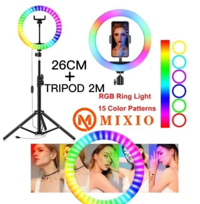 MIXIO Ring Light RGB Rainbow 26 cm + Tripod 2 m Translation missing: id.activerecord.decorators.item_part_image/alt