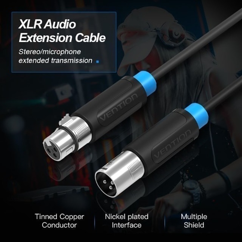 Vention Kabel Aux Audio Microphone XLR Male to Female Translation missing: id.activerecord.decorators.item_part_image/alt