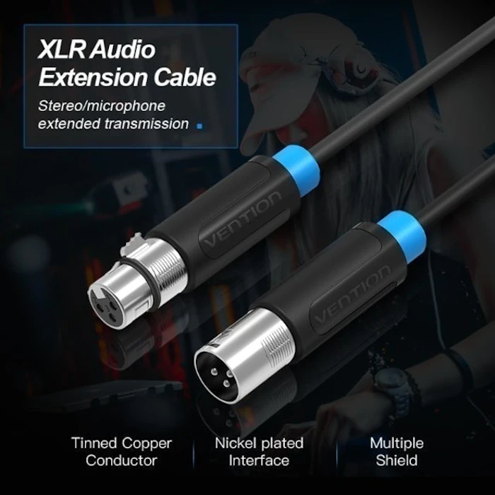 Vention Kabel Aux Audio Microphone XLR Male to Female Translation missing: id.activerecord.decorators.item_part_image/alt