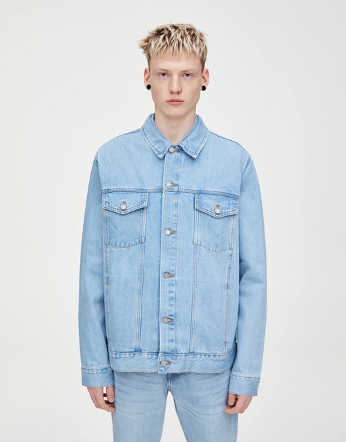 Pull and Bear Blue Denim Regular Fit Jacket Translation missing: id.activerecord.decorators.item_part_image/alt