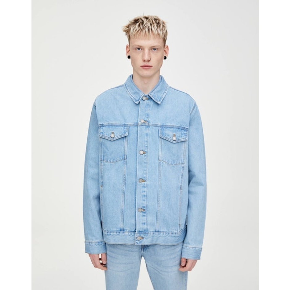Pull and Bear Blue Denim Regular Fit Jacket Translation missing: id.activerecord.decorators.item_part_image/alt