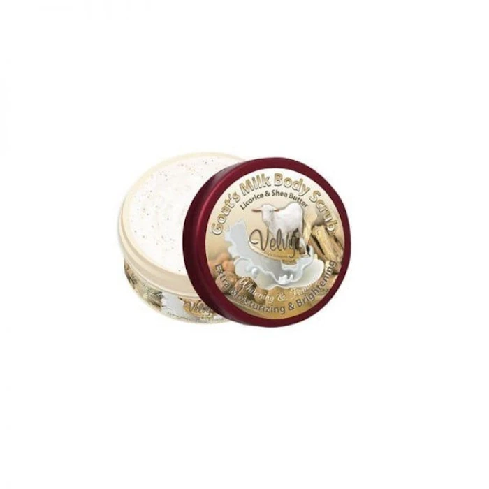 Velvy Goat’s Milk Body Scrub Licorice & Shea Butter Translation missing: id.activerecord.decorators.item_part_image/alt