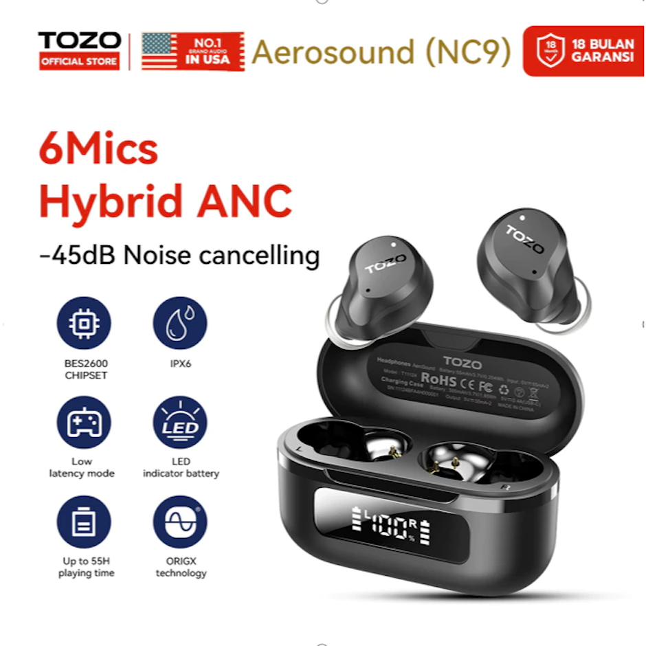 Tozo Aerosound (NC9) TWS Translation missing: id.activerecord.decorators.item_part_image/alt