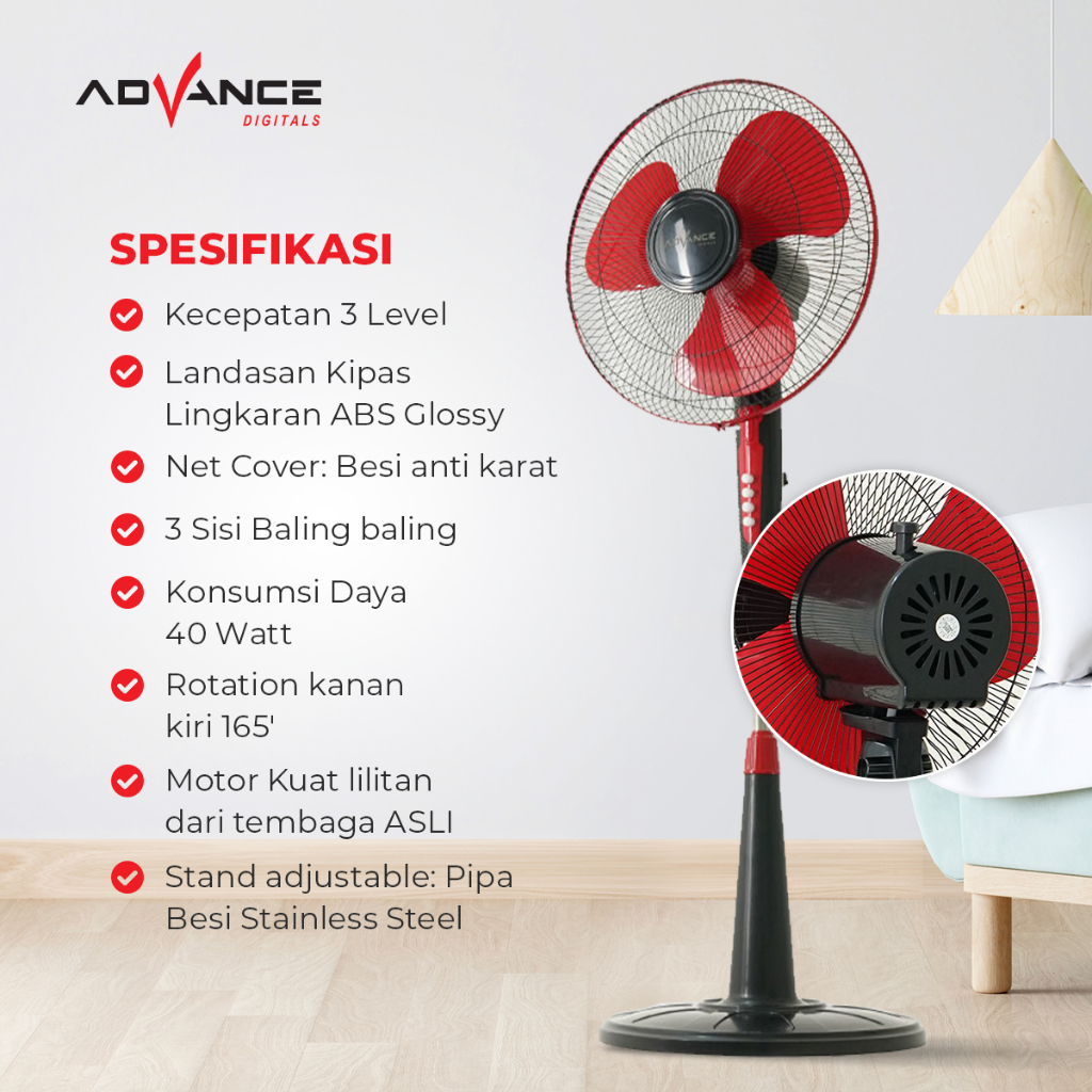 Indopintan Sukses Mandiri Advance 16 inch Stand Fan Votre SF-16A