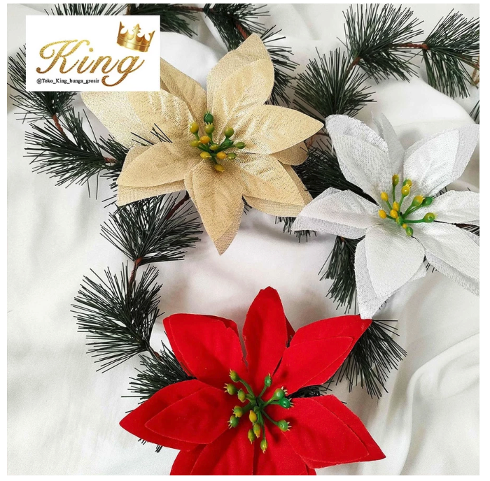  Christmas Flower Ponsentia Pine Garland Wreath