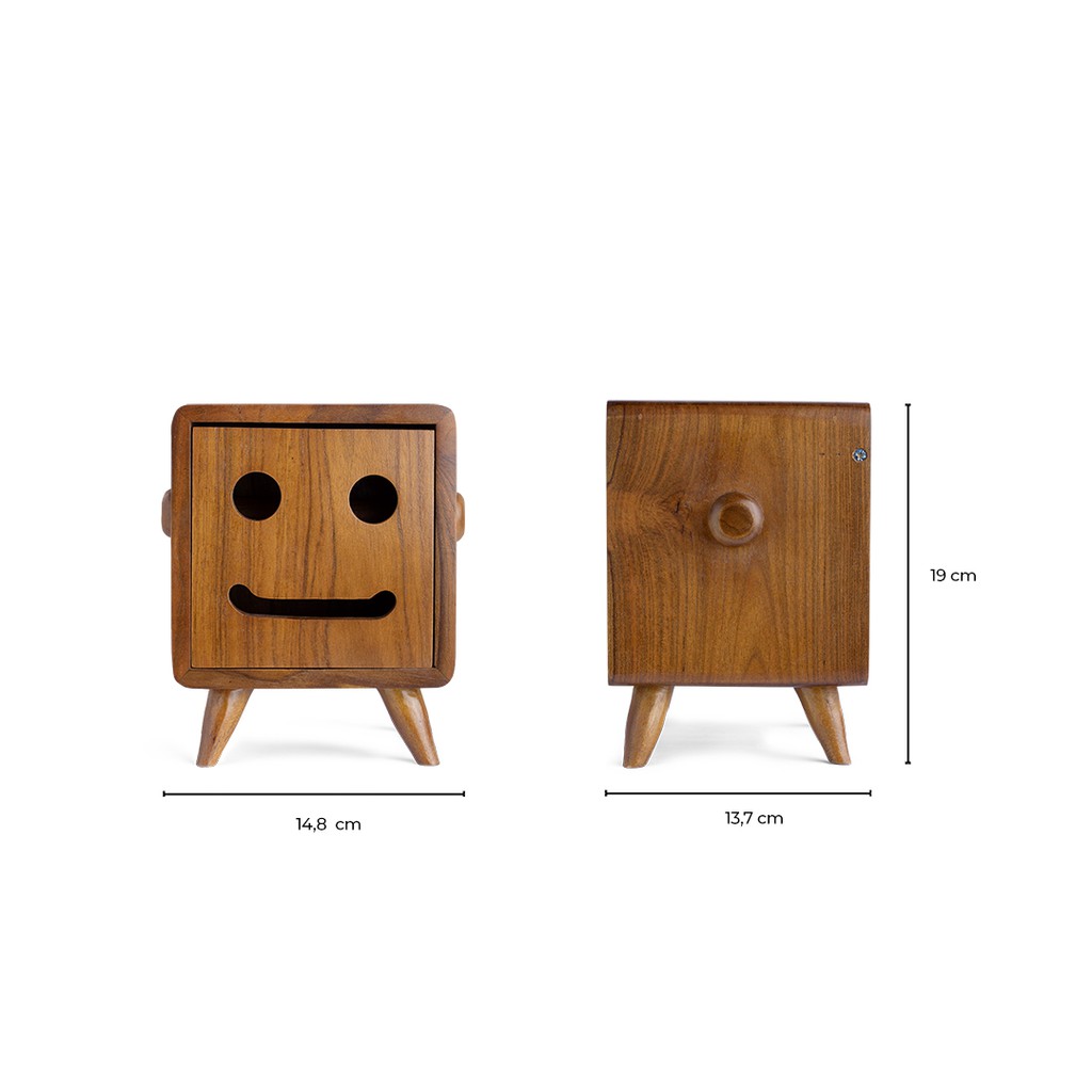 Tempat Tisu Kayu Natural Soka Smile Small 5