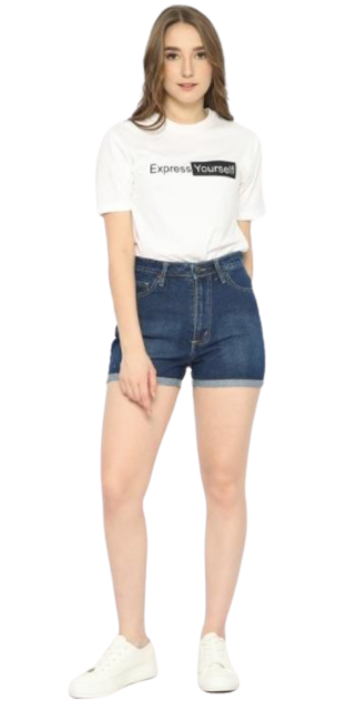 Celana Hot Pants High Waist Jeans Wanita  P10