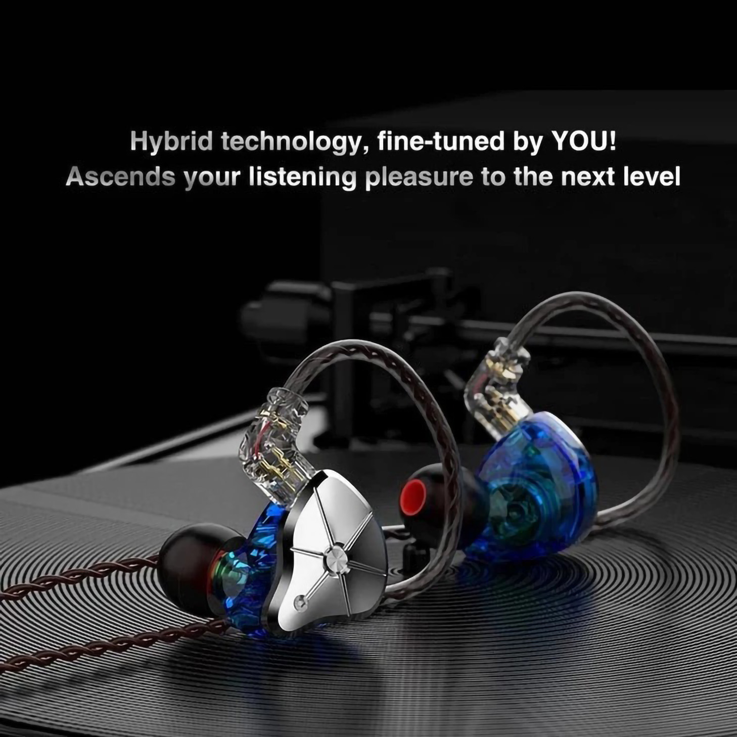 TRN STM Hybrid Technology Earphones Blue 2