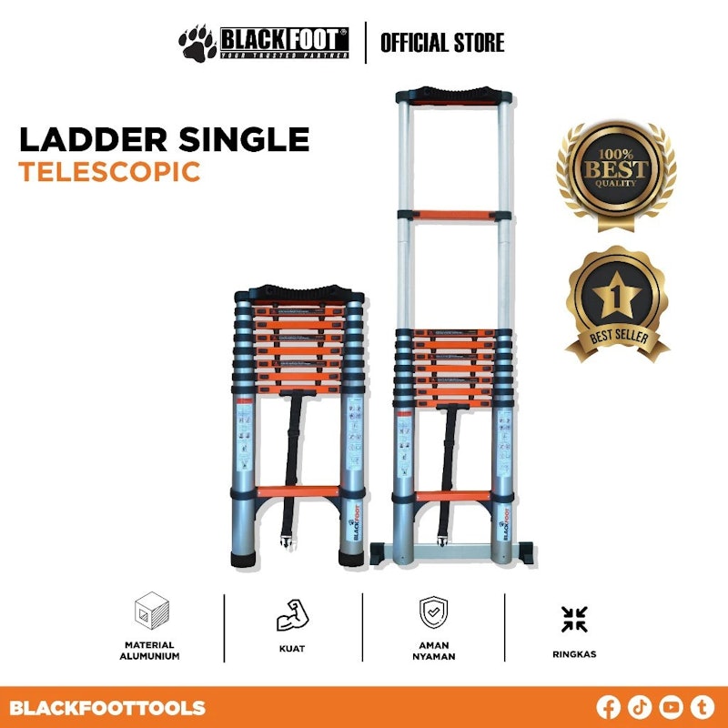 BLACKFOOT Telescopic Single Ladder 5.2M 3