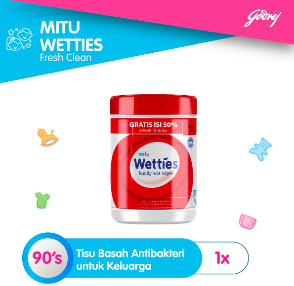 Godrej Mitu Wetties Antiseptic Family Wet Wipes Fresh Clean Bottle