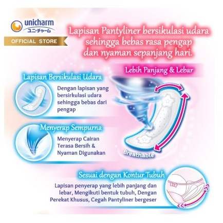 Unicharm Charm Pantyliner Long&Wide Absorbent Fit Breathable Non-Perfumed