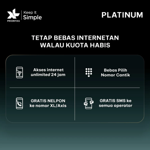 XL Axiata XL Prioritas Platinum Unlimited 100GB/bulan