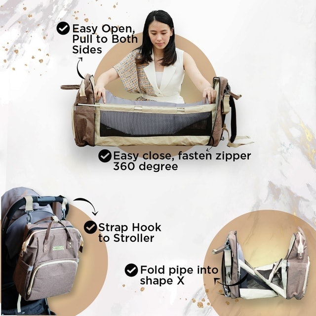 Kiddie Splash Tas Perlengkapan Bayi Multifungsi 2in1 Kasur Tidur Diaper Bag