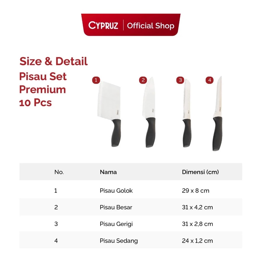 Cypruz Pisau Set Premium 10 pcs 5