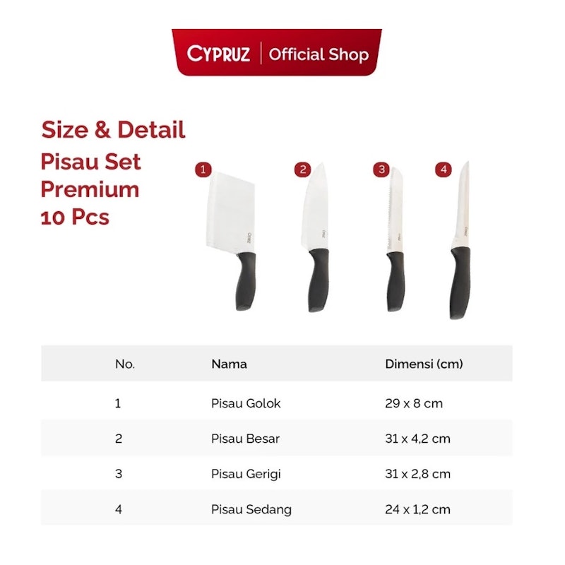 Cypruz Pisau Set Premium 10 pcs 5