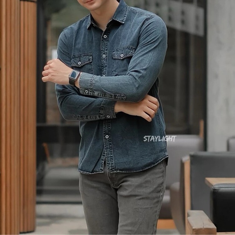 Staylight Kemeja Jeans Lengan Panjang Pria Snow 4