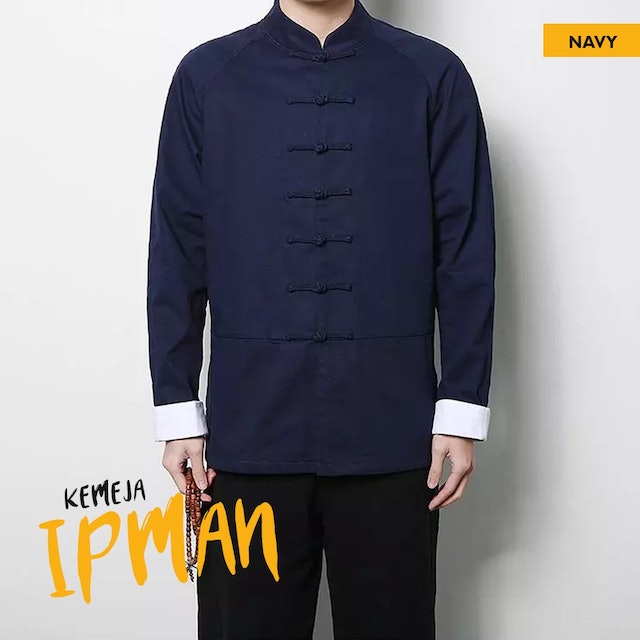 Kemeja Polos Pria Lengan Panjang IP Man