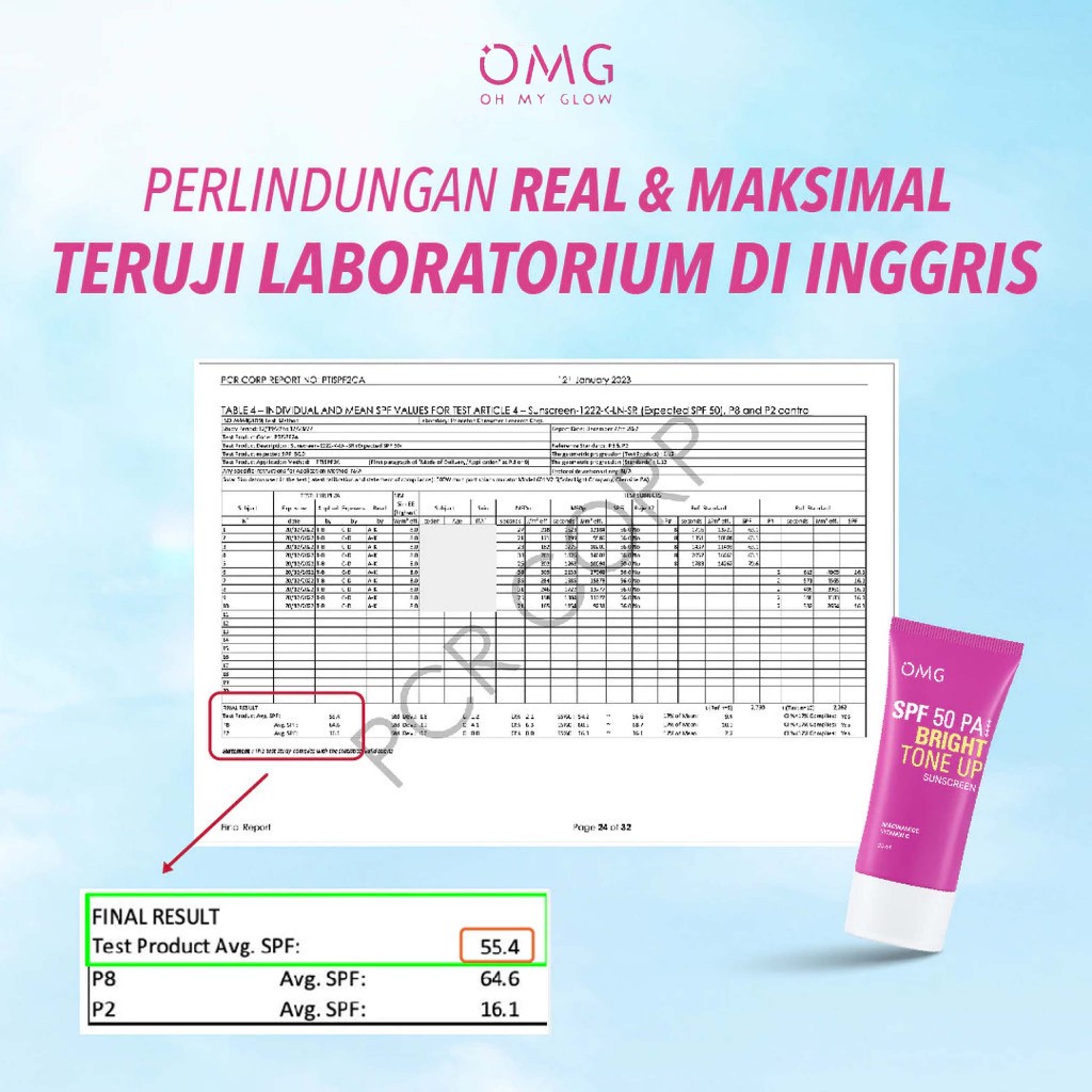 Paragon Technology and Innovation OMG Bright Tone Up Sunscreen SPF 50 PA++++