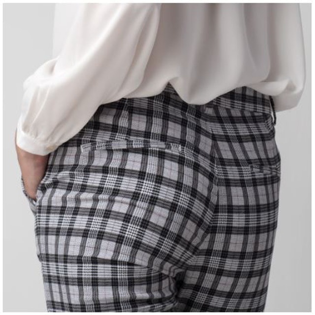Celana Tartan Wanita "Narae" Plaid Pants Kotak White 4