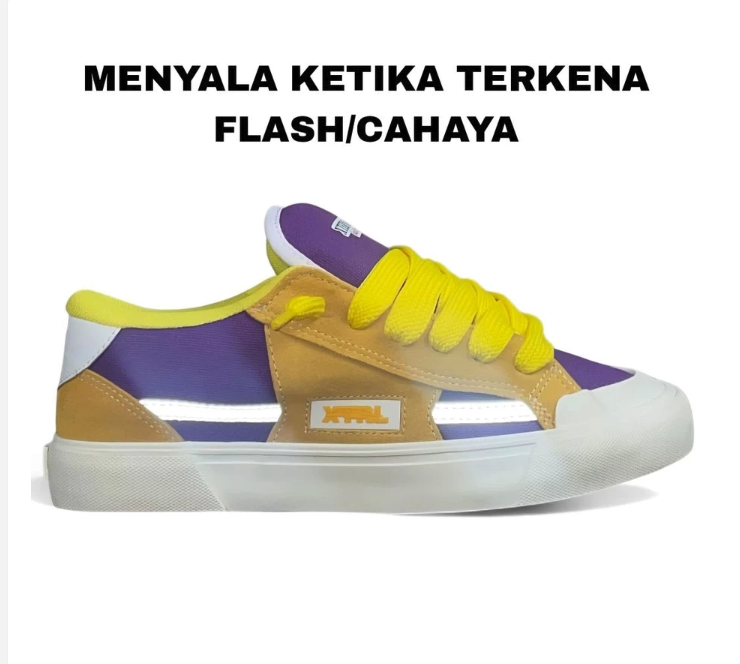  Xternal Step Sure Sepatu Gemuk Skateday Reflective Purple Yellow Sneakers