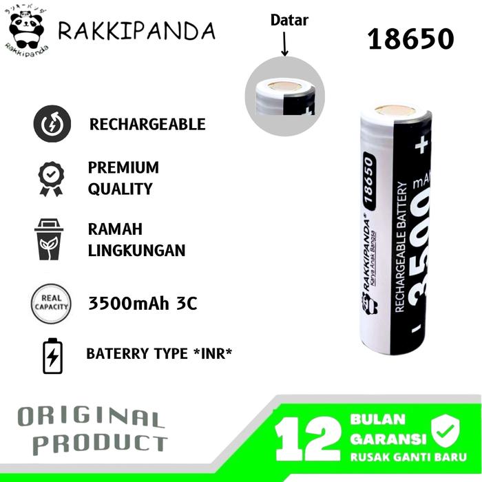 RakkiPanda 18650 Rechargeable Battery 3500mAh 3