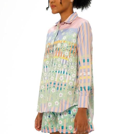 Rinda Salmun Two Wear RTW Studio Kemeja Lengan Panjang Print Picnic Playdate Peach