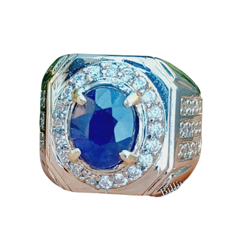 Cincin Batu Natural Blue Sapphire Srilanka + Memo 1