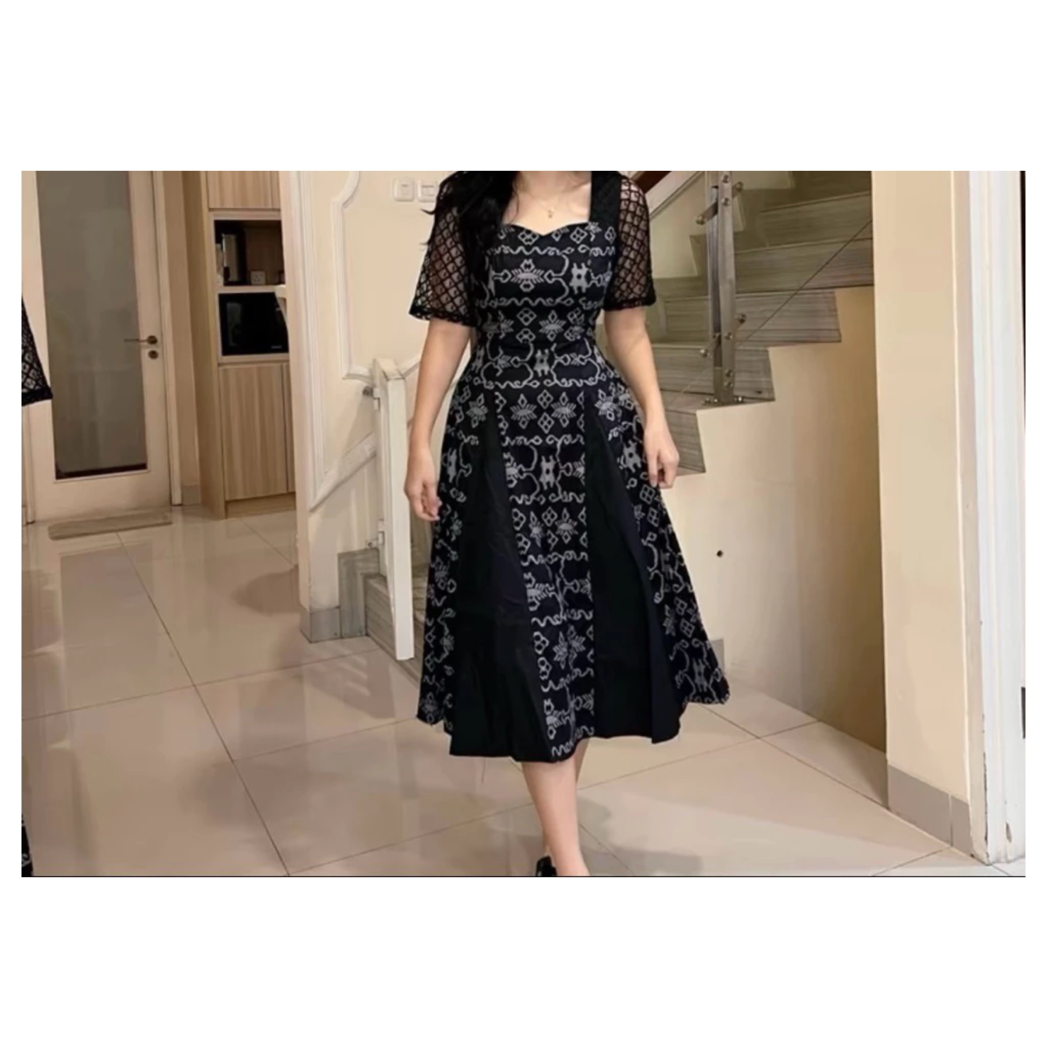 HERFIT Tasya Dress Batik Kombinasi Brokat