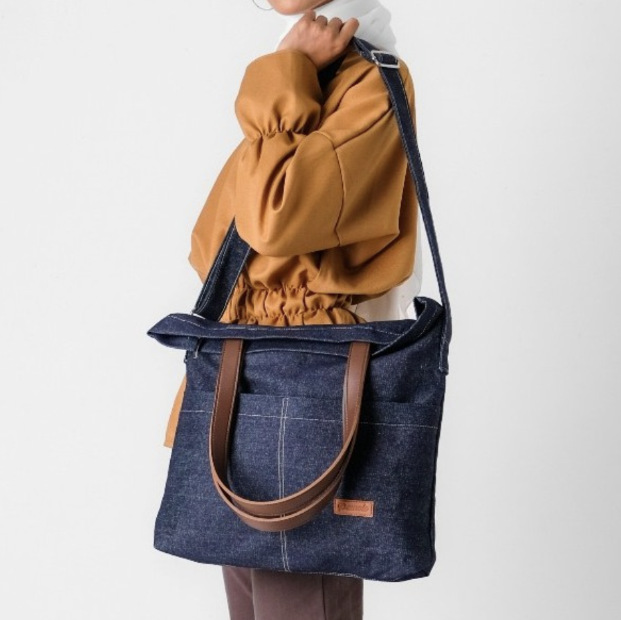 Pamole Tote Bag Tas Selempang Bahan Jeans