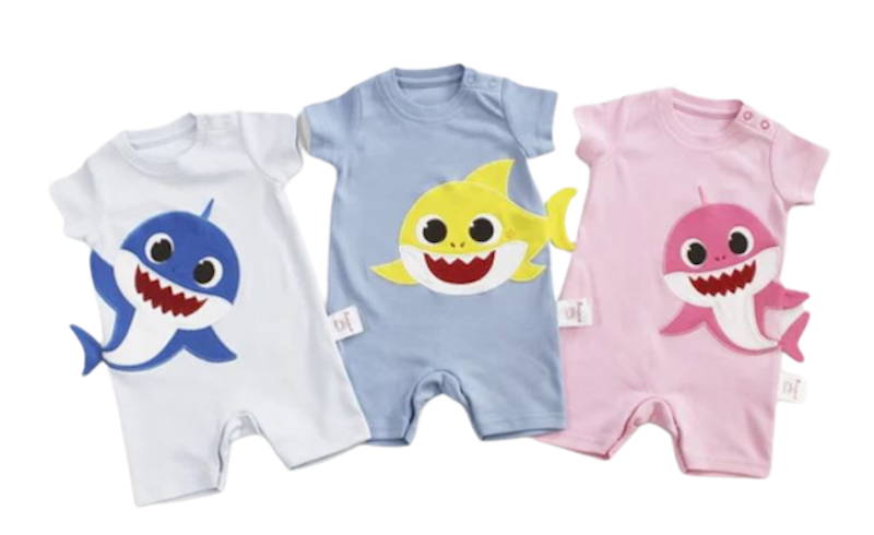 Romper Pendek Baby Shark Embrodery 1