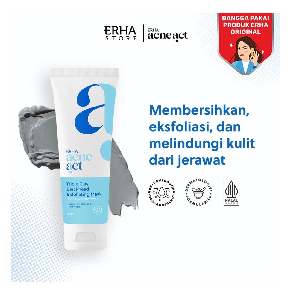 ERHA Clinic Indonesia ERHA Acneact Triple Clay Blackhead Exfoliating Mask