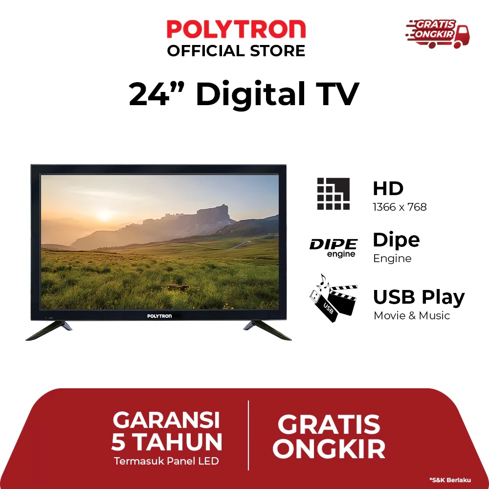 Hartono Istana Teknologi Polytron Digital TV LED 24 Inch 24V1853