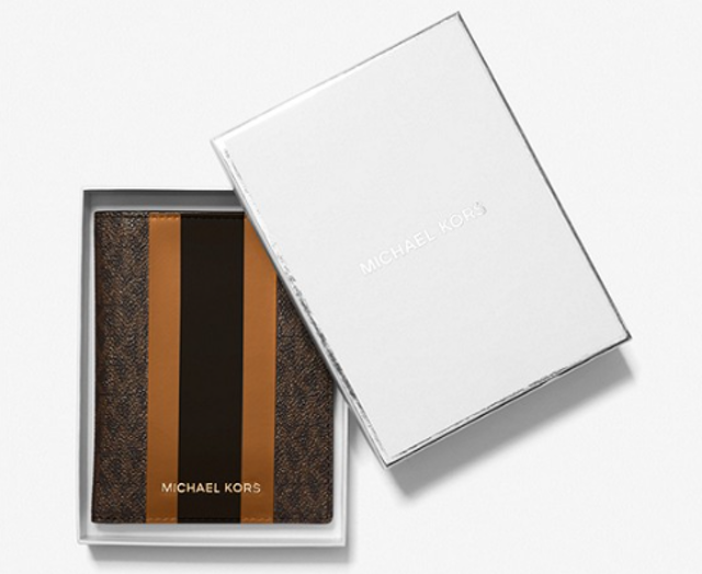Michael Kors Bedford Travel Medium Logo Stripe Passport Wallet 34S1G07T8B
