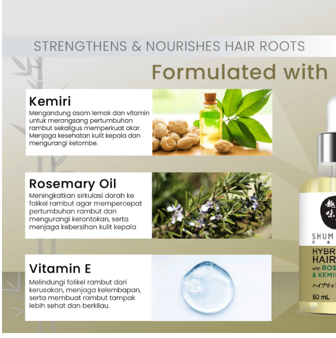  SHUMI Japan Hybrid Hair Oil with Kemiri & Rosemary Oil