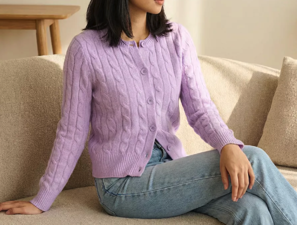 Polo Sport Cable Knit Cardigan Lilac 4