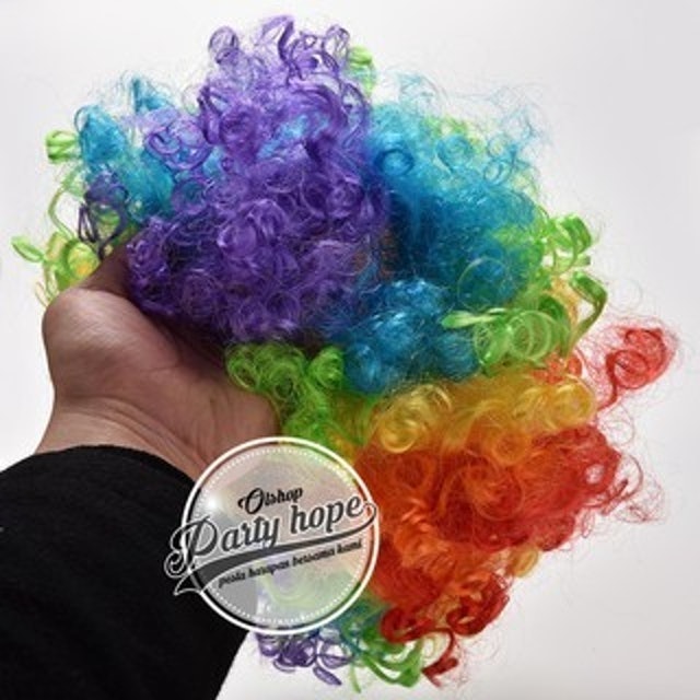  Rambut Palsu Pria Kribo Warna Rainbow 3