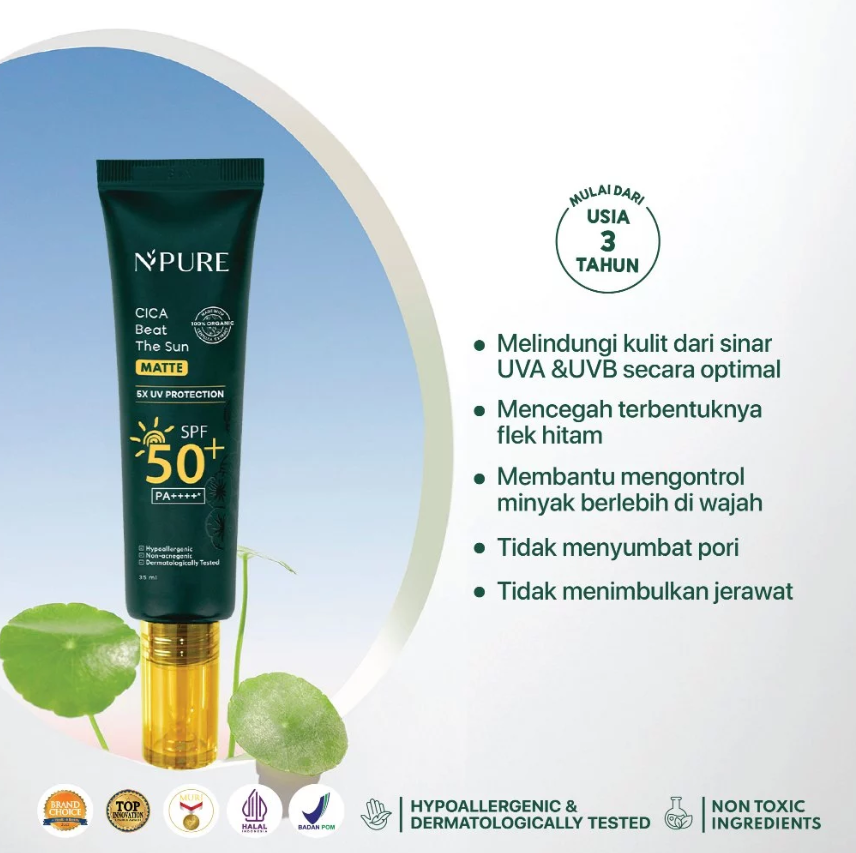 Penta Natural Kosmetindo N'PURE CICA Beat The Sun Matte SPF 50+ PA++++