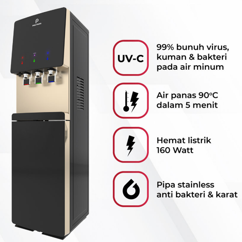 Hartono Istana Teknologi Polytron Dispenser Galon Bawah dengan UV-C Lamp PWC 778UV