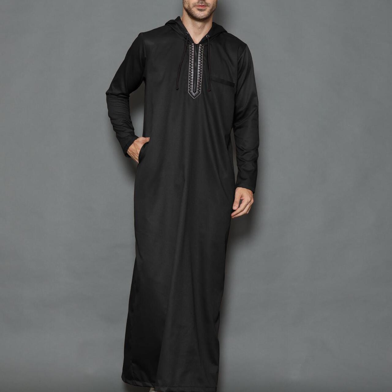 Kawan Muslim Kawan Muslim Jubah Gamis Pria Dewasa Hoodie Motif Bordir