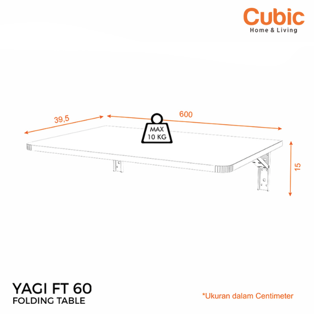 Cubic Home & Living Meja Lipat Dinding Minimalis Motif Kayu YAGI FT 60 