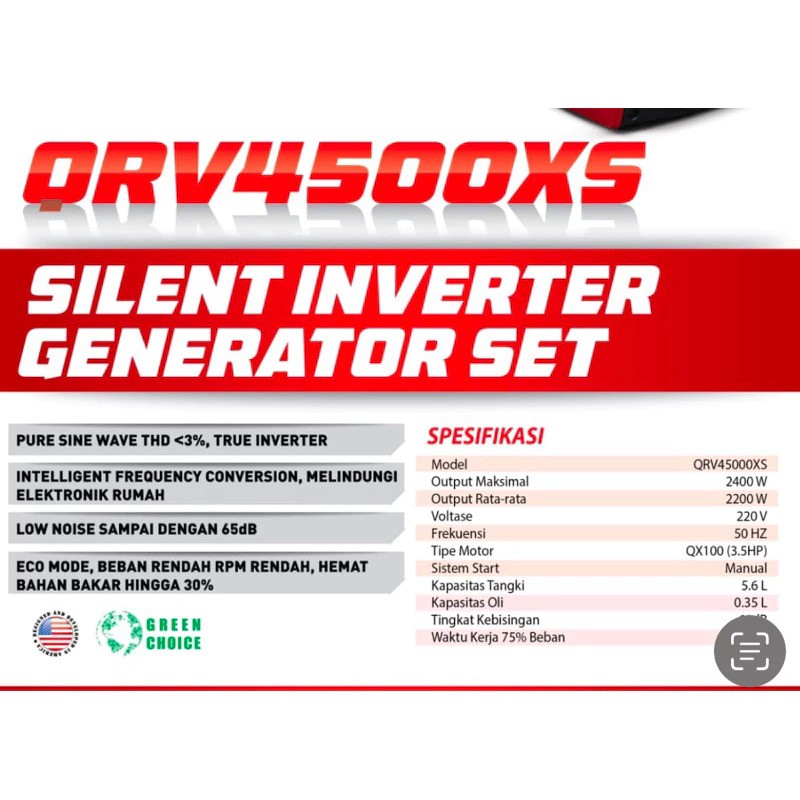 Pro-Quip® Silent Inverter Generator  QRV4500XS
