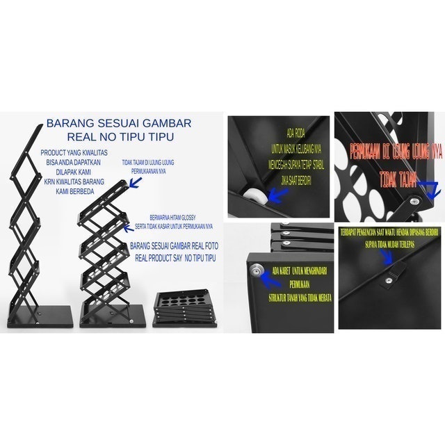  Rak Brosur Besi Hitam Lipat Susun