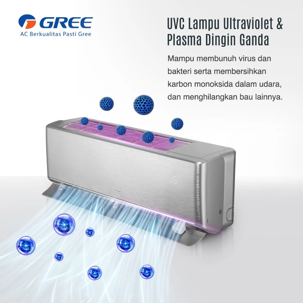 Gree Electric Appliances Indonesia Gree AC Split Inverter Airy Series 2 PK Silver GWC-18AIRY