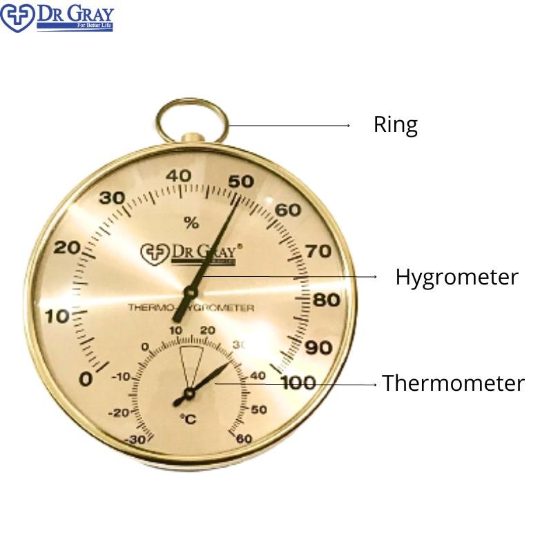  Dr. Gray Hygrometer Thermometer Analog 4 Inch 