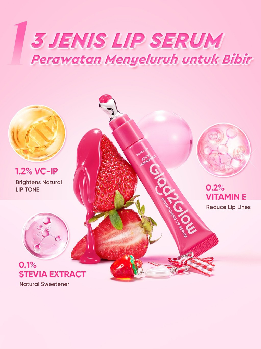 Glad2Glow Brightening Lip Serum 01 Strawberry Glaze 3
