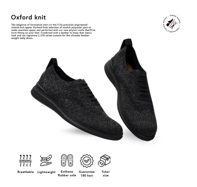  Portee Goods Oxford Knit Oreo All Black