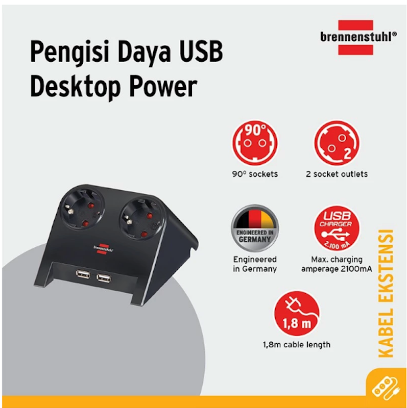 Brennenstuhl Desktop-Power USB-Charger 2-way Socket