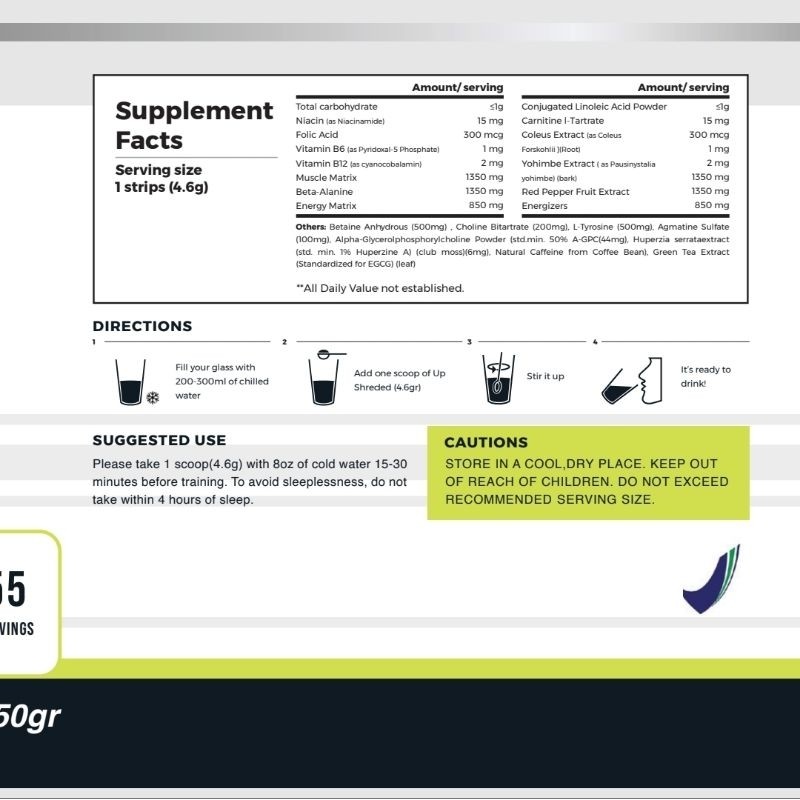  UP Nutrition Shreded Pre Workout + Fat Burner Orange
